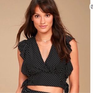 Free People Polka Dot Cropped blouse